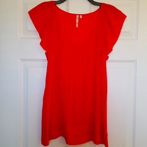 New 100% silk red coral top size small Petticoat Alley